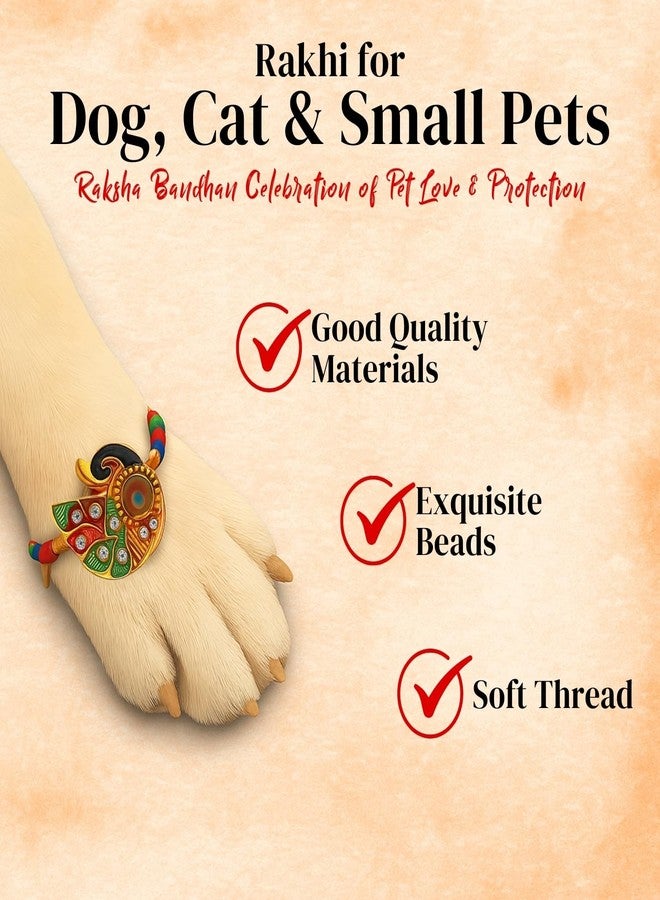 Sage Square Paw Bandhan Rakhi for Dog, Cat & Small Pets | Celebrate Bonds of Love This Raksha Bandhan | Cute Rakhi with Beads, Decorative Threads | Gift for Pet Lovers & Furry Companions (Type 9) - Image 4